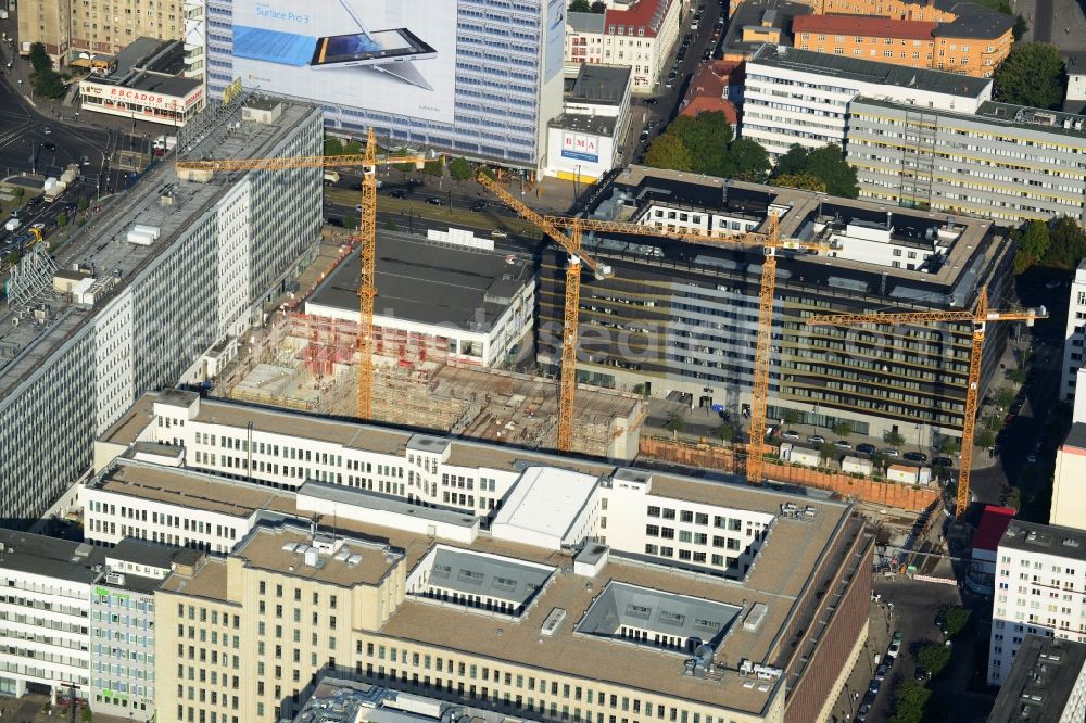 Berlin Mitte from above - Construction site for the new construction of residential district at Alexanderplatz in Berlin