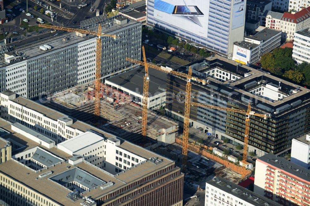 Berlin Mitte from the bird's eye view: Construction site for the new construction of residential district at Alexanderplatz in Berlin