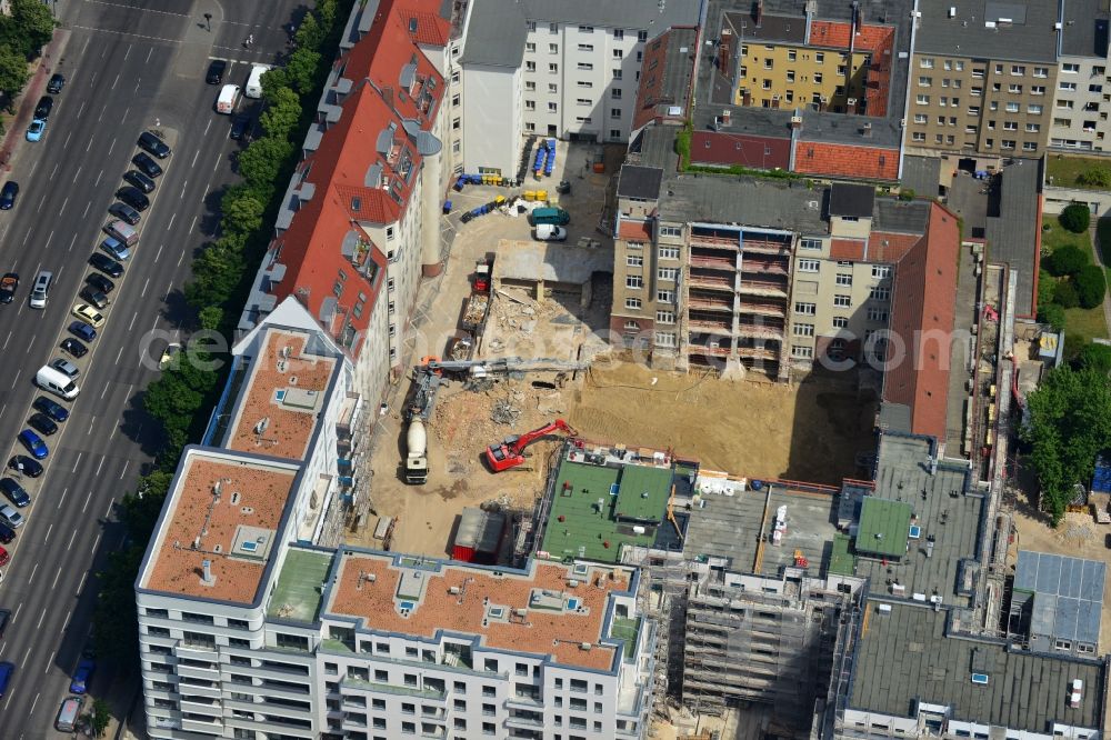 Berlin from above - Construction site for the new construction of residential district Carré Raimar in Berlin Charlottenburg