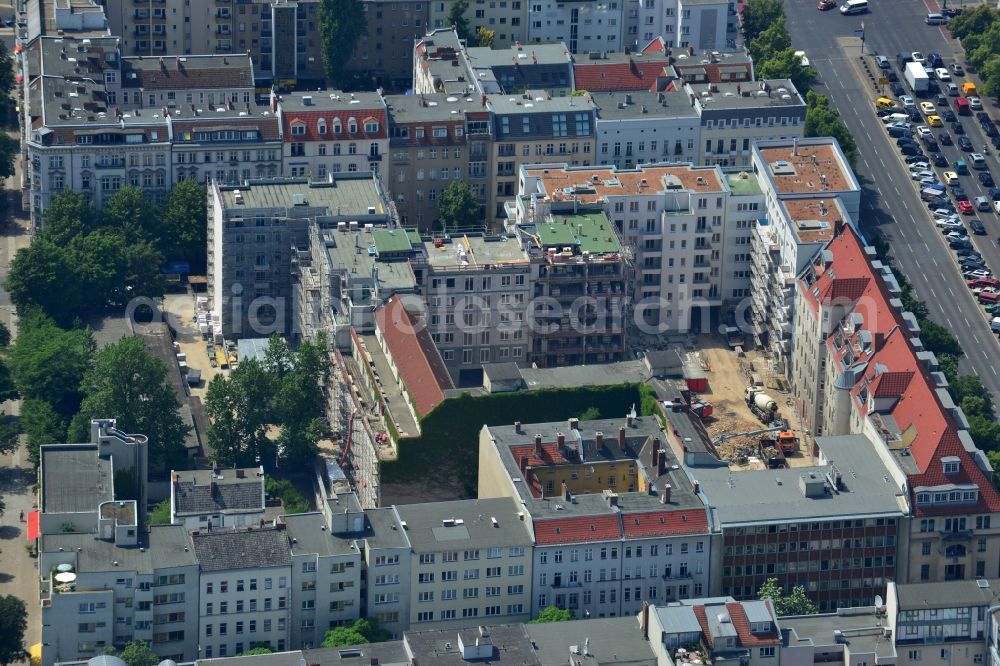 Aerial image Berlin - Construction site for the new construction of residential district Carré Raimar in Berlin Charlottenburg