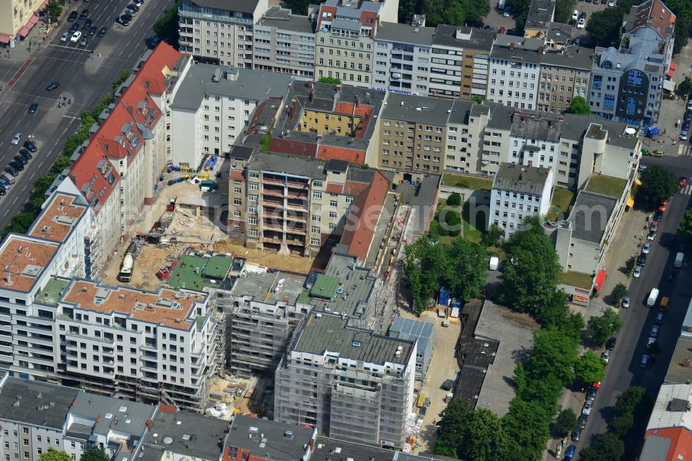 Berlin from above - Construction site for the new construction of residential district Carré Raimar in Berlin Charlottenburg