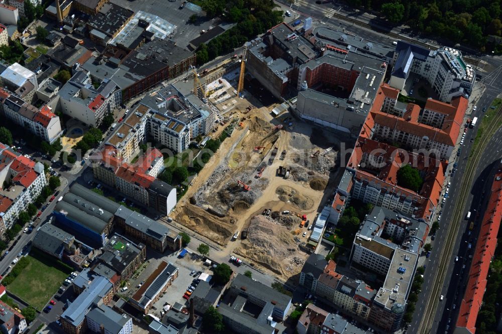 Aerial image Berlin Prenzlauer Berg - Construction site for the new building of the residential district La Vie in Berlin Prenzlauer Berg