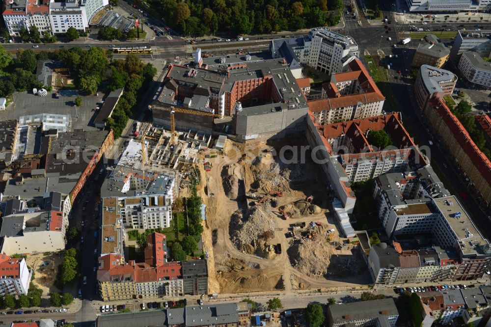 Berlin Prenzlauer Berg from the bird's eye view: Construction site for the new building of the residential district La Vie in Berlin Prenzlauer Berg