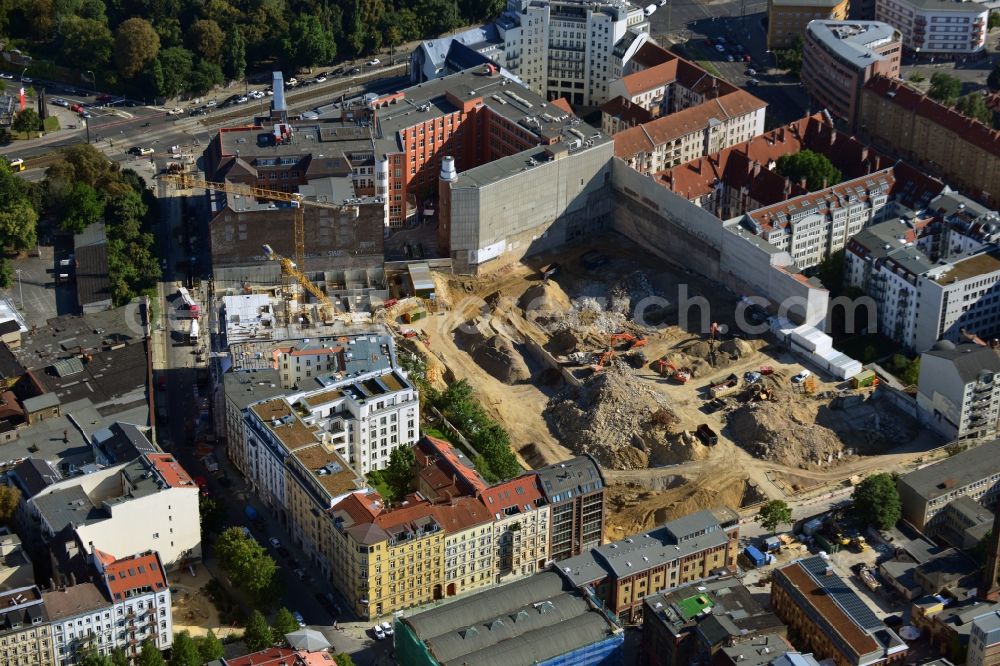 Aerial photograph Berlin Prenzlauer Berg - Construction site for the new building of the residential district La Vie in Berlin Prenzlauer Berg