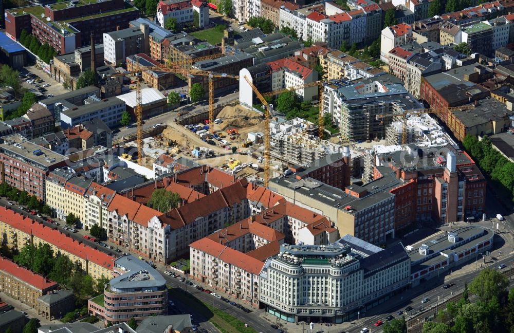 Aerial image Berlin Prenzlauer Berg - Construction site for the new building of the residential district La Vie in Berlin Prenzlauer Berg