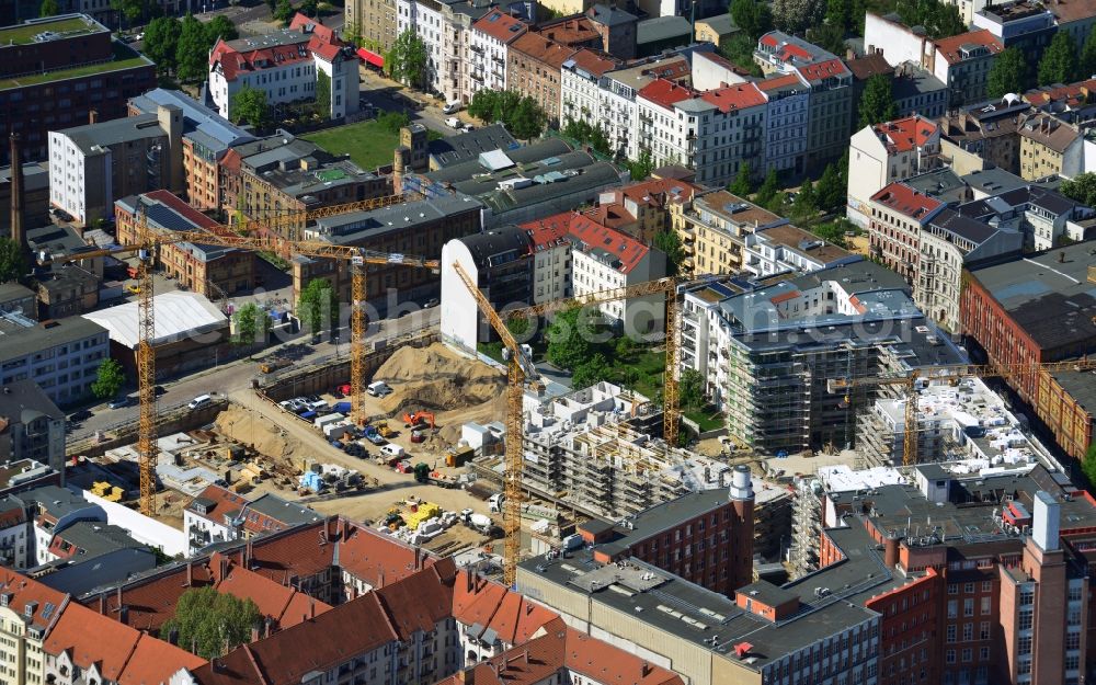 Aerial photograph Berlin Prenzlauer Berg - Construction site for the new building of the residential district La Vie in Berlin Prenzlauer Berg