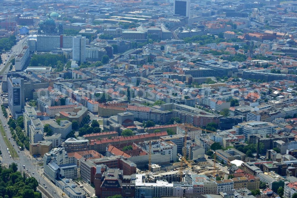 Berlin Prenzlauer Berg from the bird's eye view: Construction site for the new building of the residential district La Vie in Berlin Prenzlauer Berg