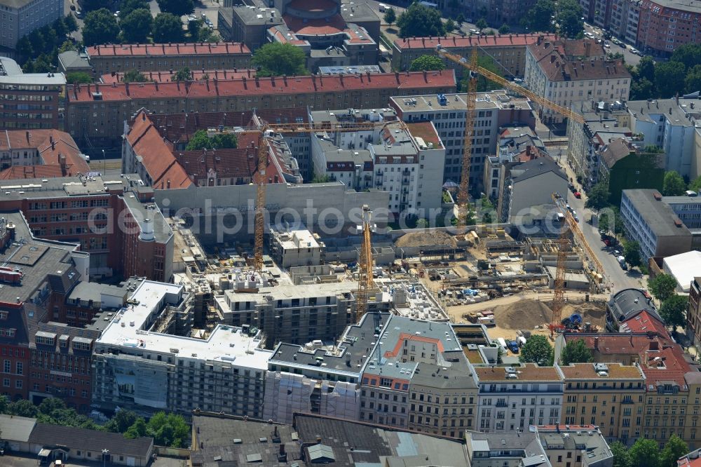 Aerial image Berlin Prenzlauer Berg - Construction site for the new building of the residential district La Vie in Berlin Prenzlauer Berg