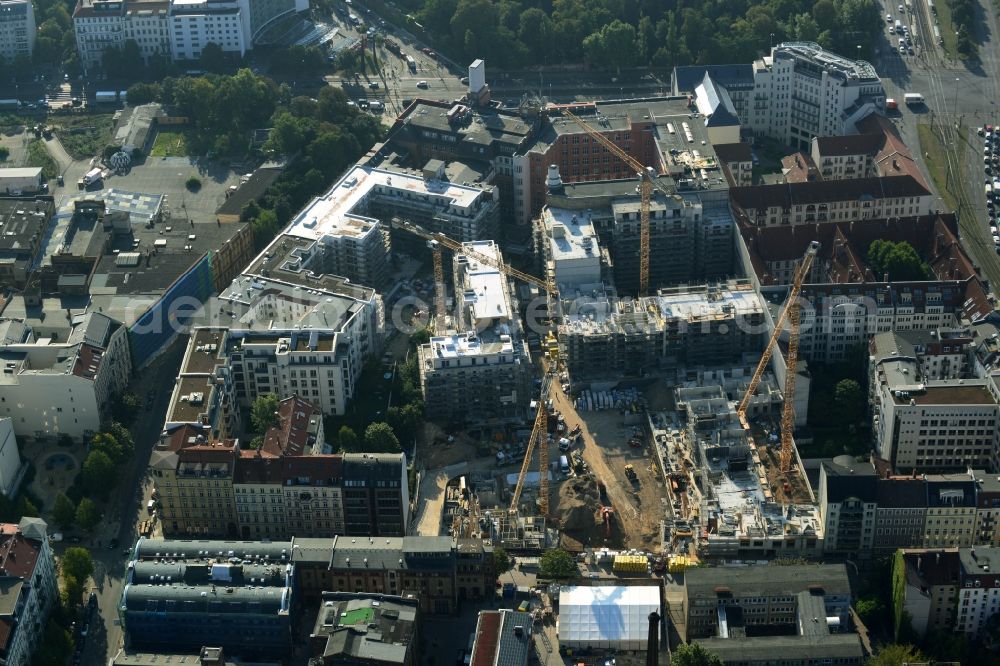 Aerial image Berlin - Construction site for the new building of the residential district La Vie in Berlin Prenzlauer Berg