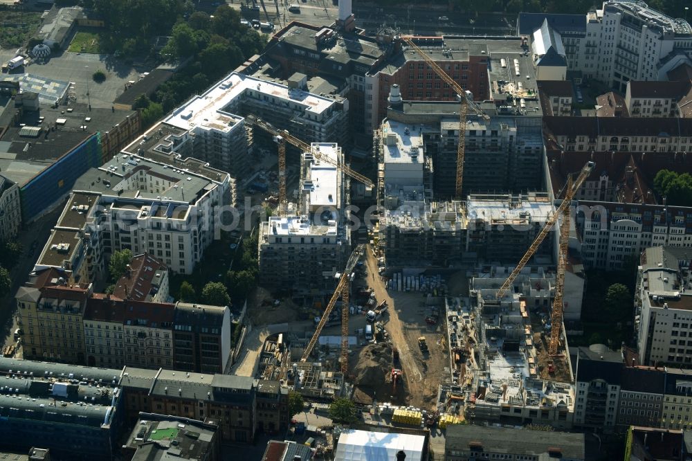 Aerial photograph Berlin - Construction site for the new building of the residential district La Vie in Berlin Prenzlauer Berg