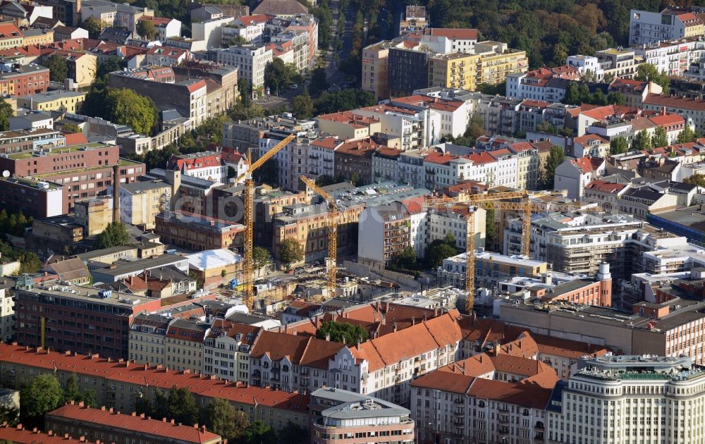 Aerial photograph Berlin - Construction site for the new building of the residential district La Vie in Berlin Prenzlauer Berg