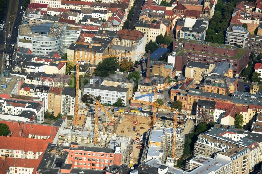 Berlin from above - Construction site for the new building of the residential district La Vie in Berlin Prenzlauer Berg