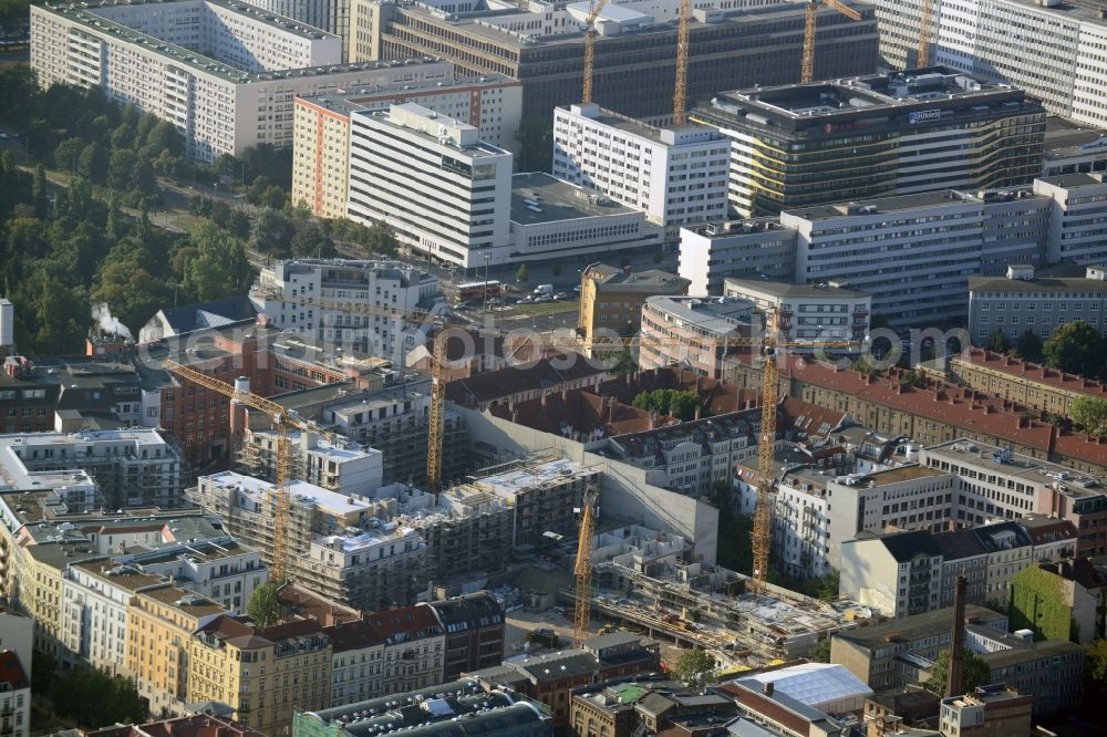 Aerial photograph Berlin - Construction site for the new building of the residential district La Vie in Berlin Prenzlauer Berg