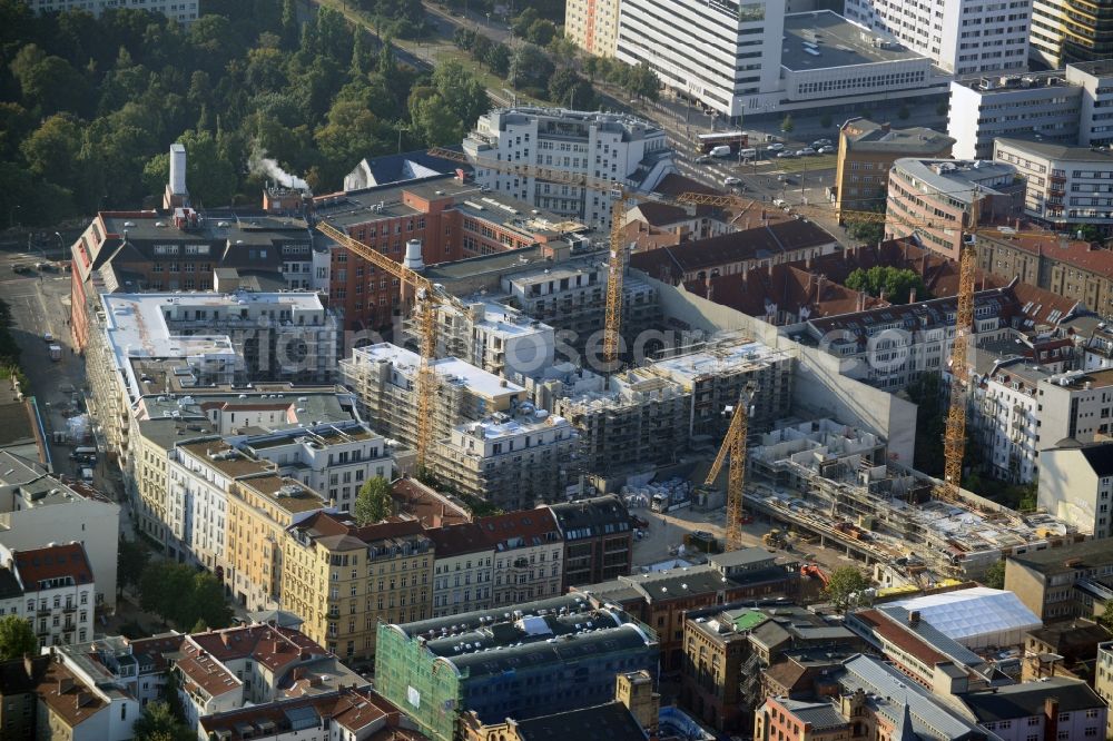 Berlin from the bird's eye view: Construction site for the new building of the residential district La Vie in Berlin Prenzlauer Berg