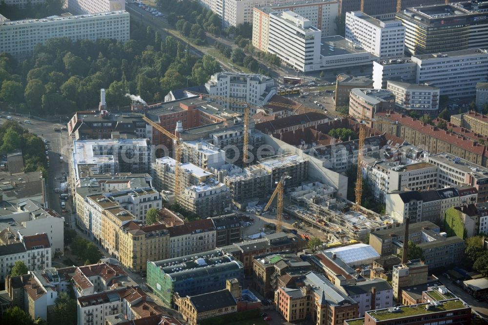 Aerial image Berlin - Construction site for the new building of the residential district La Vie in Berlin Prenzlauer Berg