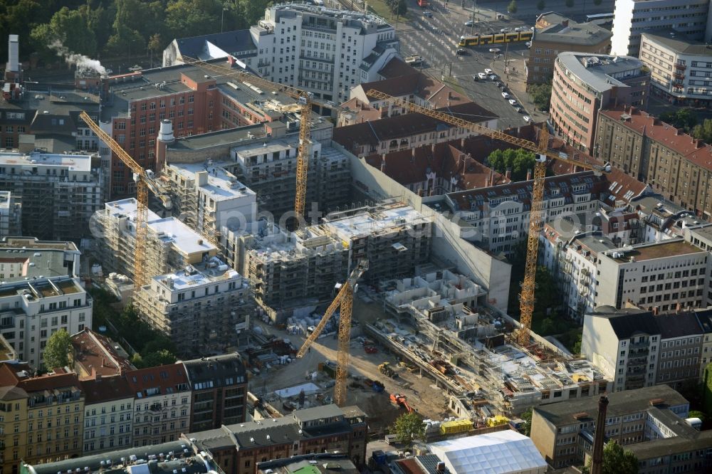 Aerial photograph Berlin - Construction site for the new building of the residential district La Vie in Berlin Prenzlauer Berg