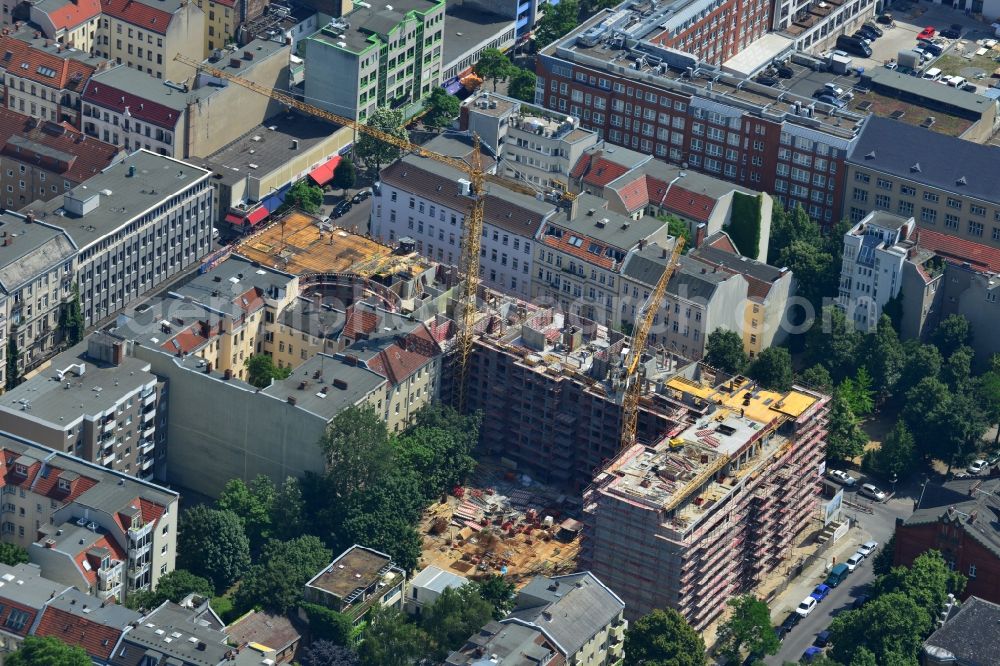 Berlin from the bird's eye view: Construction site for the new construction of residential district Zille gardens in Berlin Charlottenburg