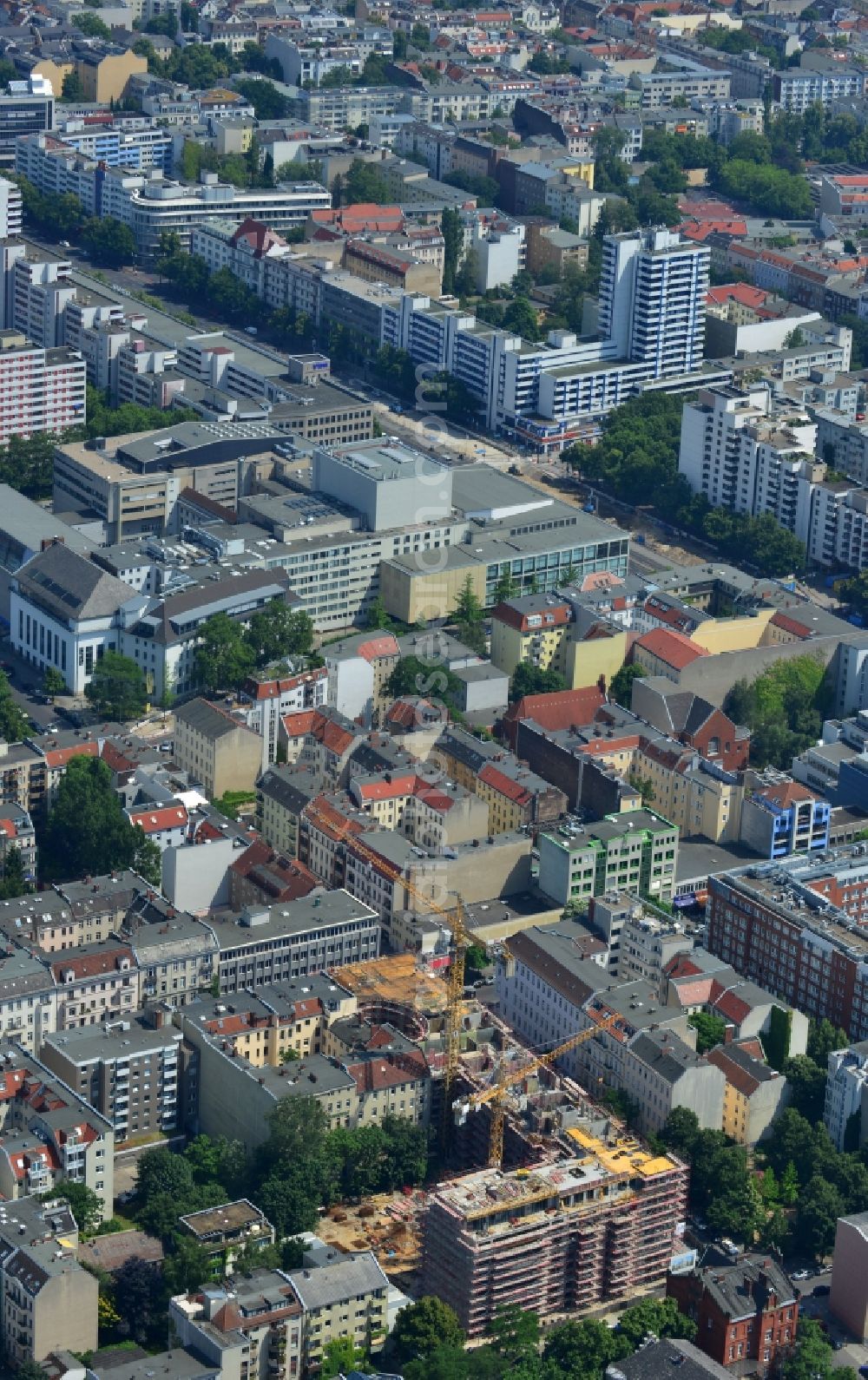 Aerial photograph Berlin - Construction site for the new construction of residential district Zille gardens in Berlin Charlottenburg