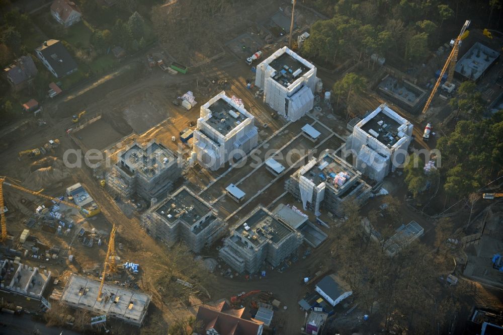 Aerial image Berlin , Dahlem - Construction site for a residential area in Clayallee in the district of Steglitz-Zehlendorf in Berlin. The project is located on site of the former orthopedics clinic and home. The project is run by OHA Projektentwicklungsgesellschaft