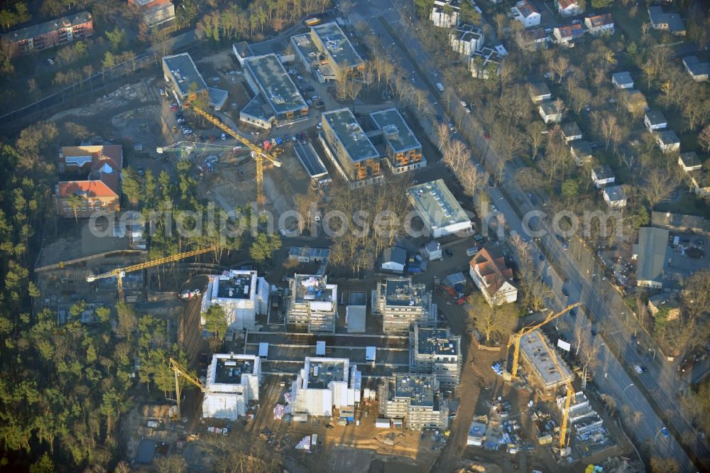 Aerial image Berlin , Dahlem - Construction site for a residential area in Clayallee in the district of Steglitz-Zehlendorf in Berlin. The project is located on site of the former orthopedics clinic and home. The project is run by OHA Projektentwicklungsgesellschaft