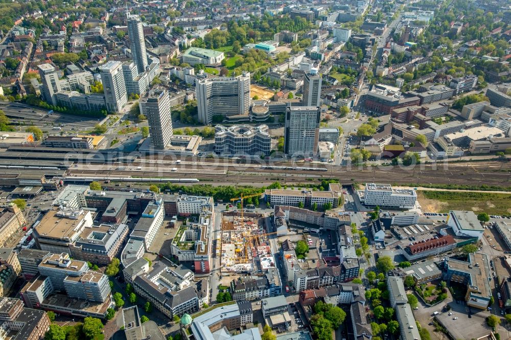 Essen from above - New construction site the residential area a?? BelleVie a?? of Arsatec GmbH by Dressler Bau and Fischer Architekten GmbH in Essen in the state North Rhine-Westphalia