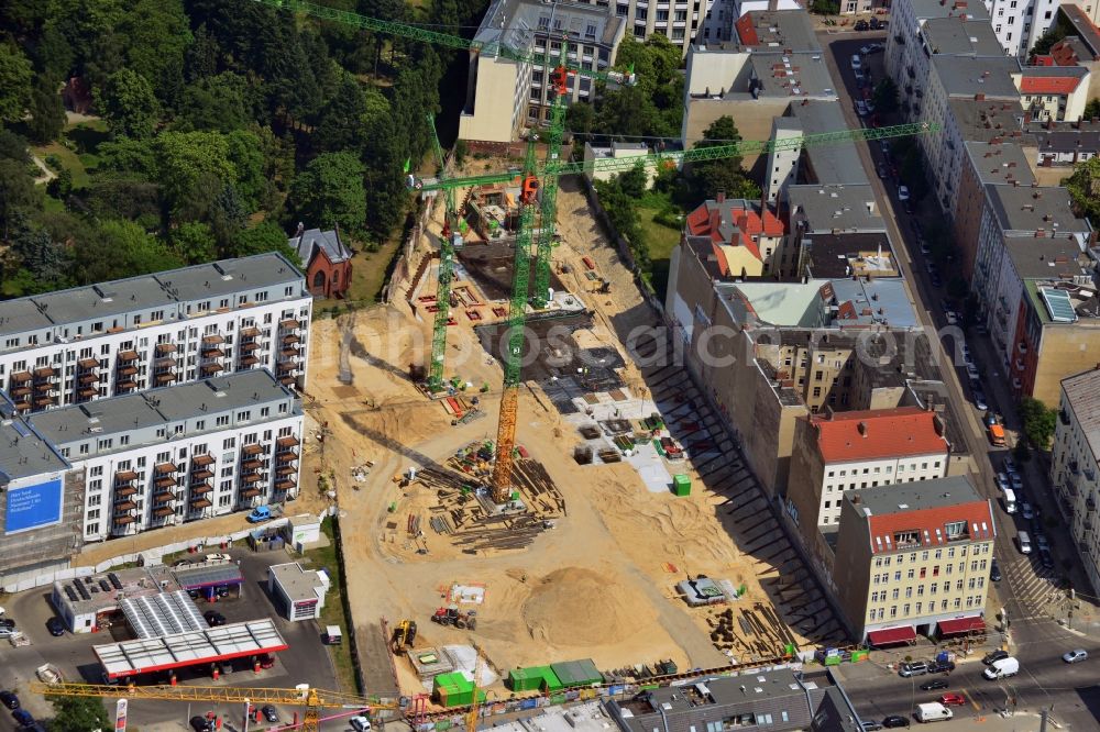 Berlin Mitte from above - Construction Site of Residential area The Garden at the Liesenstrasse in the Mitte district of Berlin