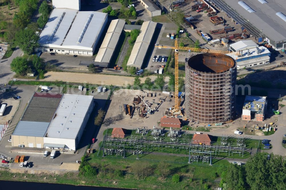 Potsdam from above - Construction site to build a new heat storage in Potsdam in Brandenburg