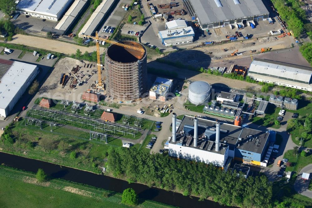 Aerial photograph Potsdam - Construction site to build a new heat storage in Potsdam in Brandenburg