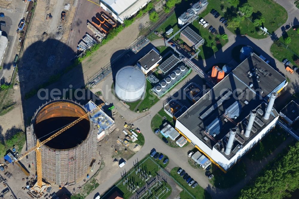 Aerial photograph Potsdam - Construction site to build a new heat storage in Potsdam in Brandenburg