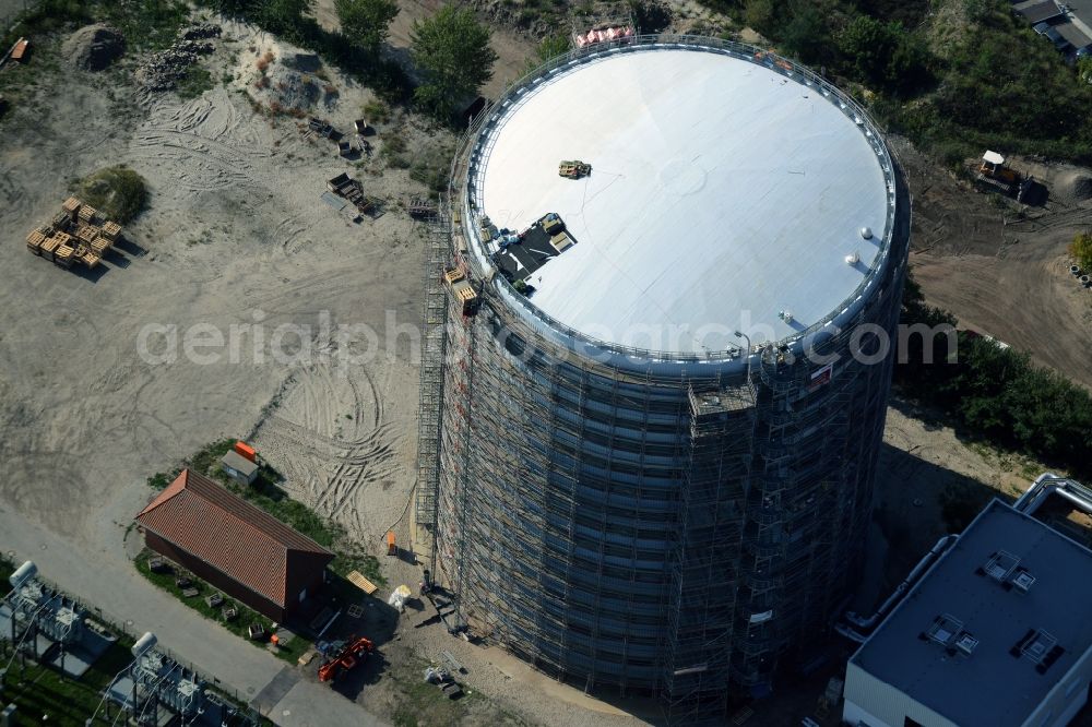 Aerial photograph Potsdam - Construction site to build a new heat storage in Potsdam in Brandenburg