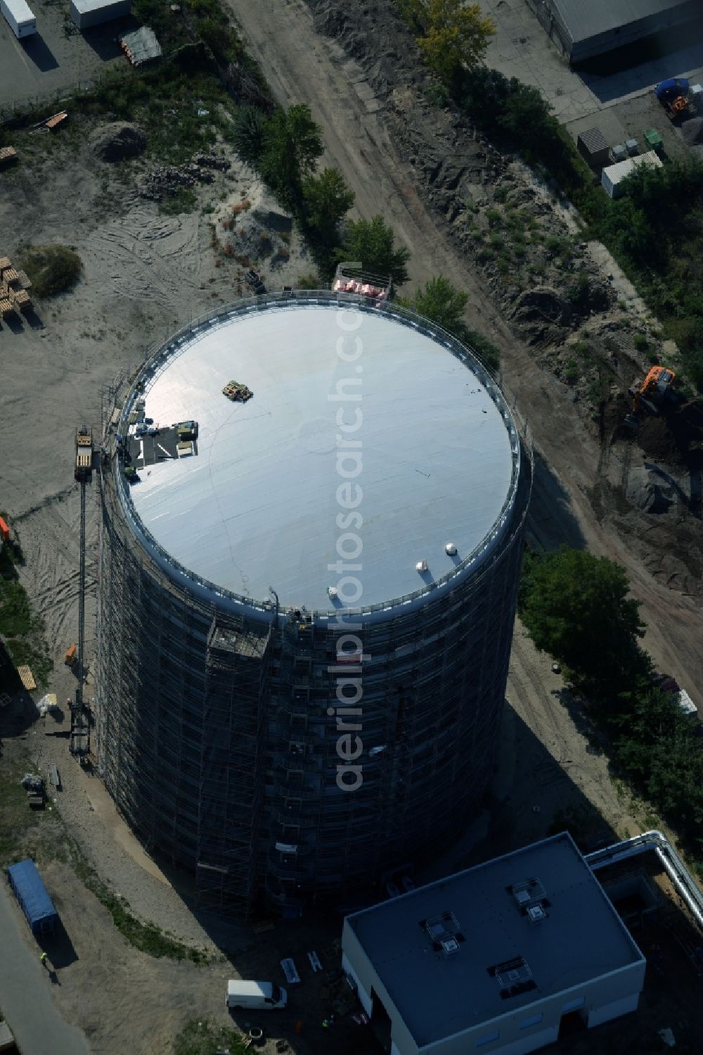 Potsdam from above - Construction site to build a new heat storage in Potsdam in Brandenburg