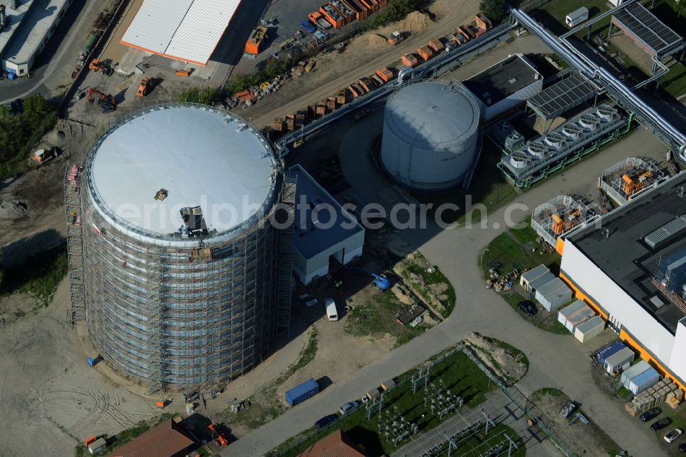 Aerial image Potsdam - Construction site to build a new heat storage in Potsdam in Brandenburg