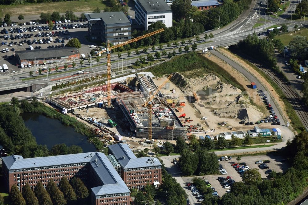 Kiel from the bird's eye view: Construction site for the new building des Zentralbads Kiel in Kiel in the state Schleswig-Holstein