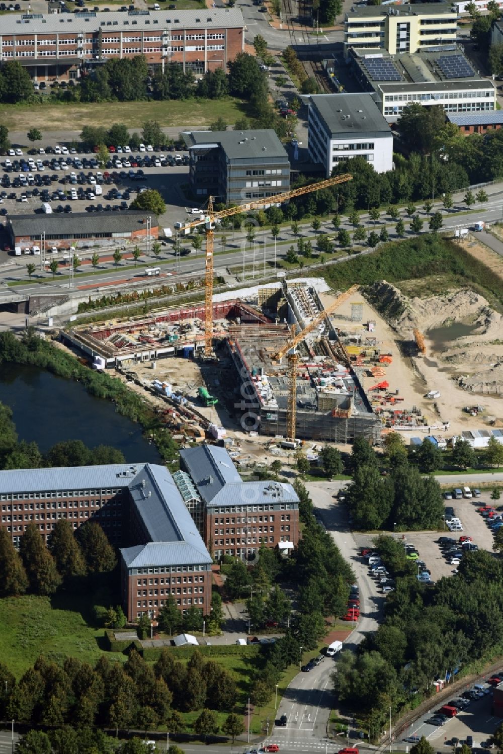 Aerial image Kiel - Construction site for the new building des Zentralbads Kiel in Kiel in the state Schleswig-Holstein