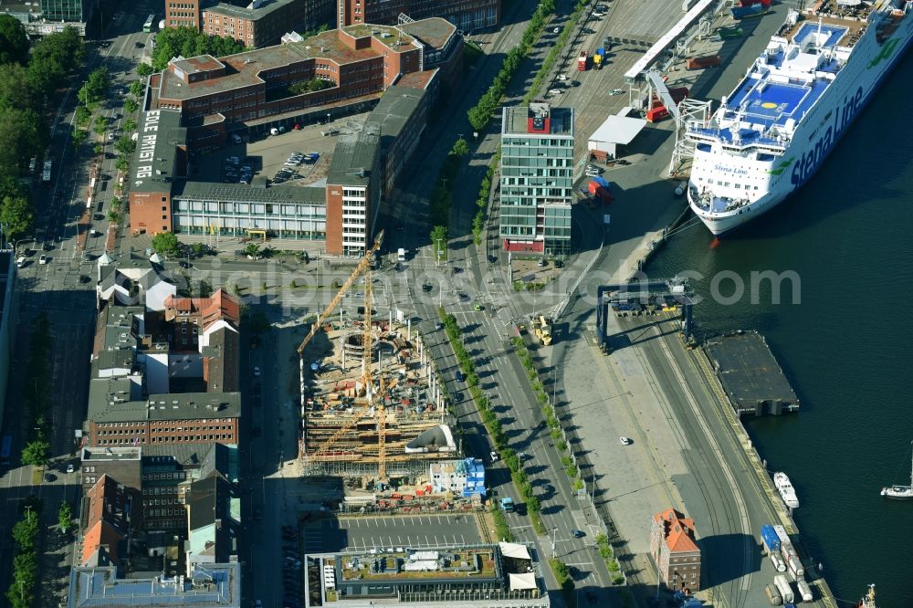 Aerial image Kiel - Construction site for the new building of Zentralen Omnibusbahnhof on Kaistrasse in Kiel in the state Schleswig-Holstein, Germany