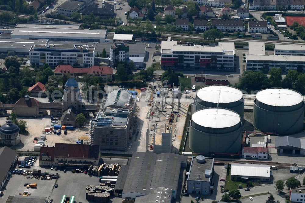 Augsburg from the bird's eye view: Construction site for the construction of a center for the arts and creative industries in Augsburg in the federal state of Bavaria, Germany