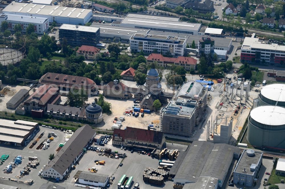 Aerial photograph Augsburg - Construction site for the construction of a center for the arts and creative industries in Augsburg in the federal state of Bavaria, Germany