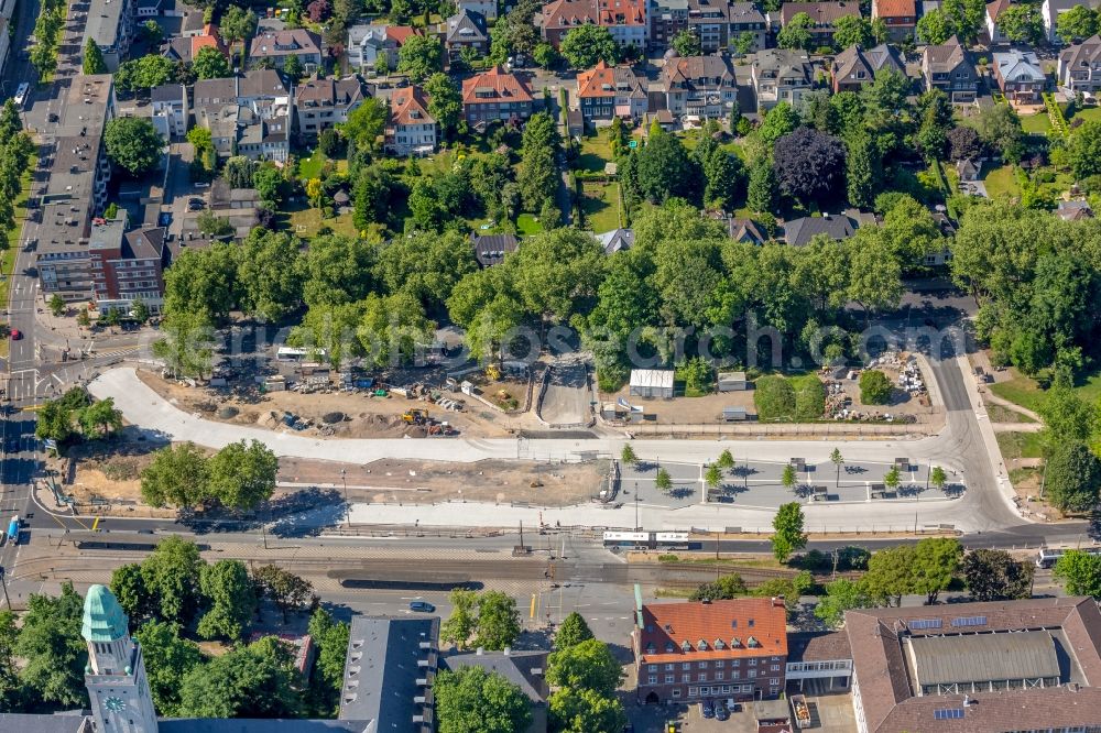 Aerial photograph Gelsenkirchen - New construction site central Bus Station for Public Transportation on Goldbergstrasse in the district Buer in Gelsenkirchen in the state North Rhine-Westphalia, Germany