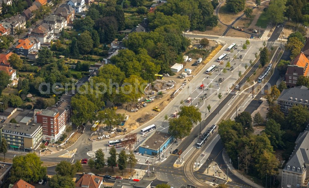 Aerial photograph Gelsenkirchen - New construction site central Bus Station for Public Transportation on Goldbergstrasse in the district Buer in Gelsenkirchen in the state North Rhine-Westphalia, Germany