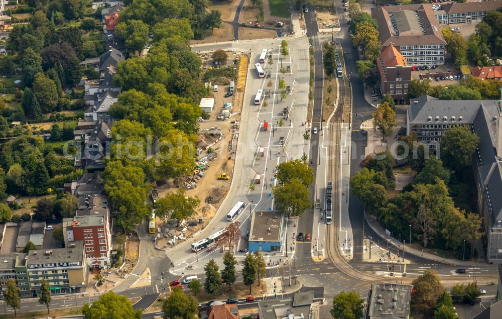 Gelsenkirchen from the bird's eye view: New construction site central Bus Station for Public Transportation on Goldbergstrasse in the district Buer in Gelsenkirchen in the state North Rhine-Westphalia, Germany