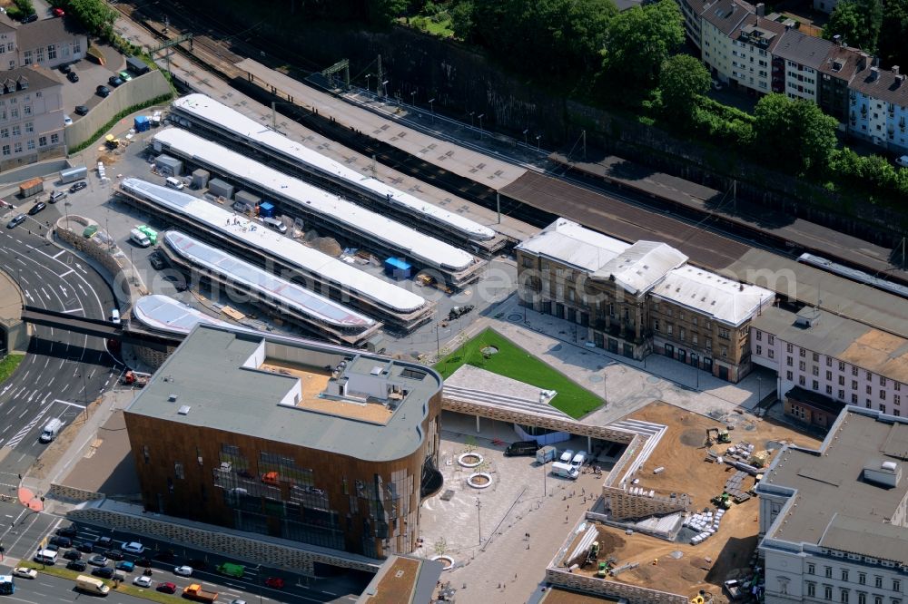 Wuppertal from the bird's eye view: New construction site central Bus Station for Public Transportation on Central Station in Wuppertal in the state North Rhine-Westphalia, Germany