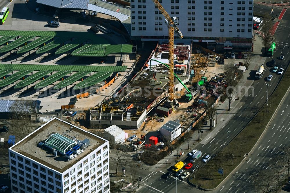 Aerial photograph Berlin - New construction site central Bus Station for Public Transportation on Masurenallee in the district Westend in Berlin, Germany