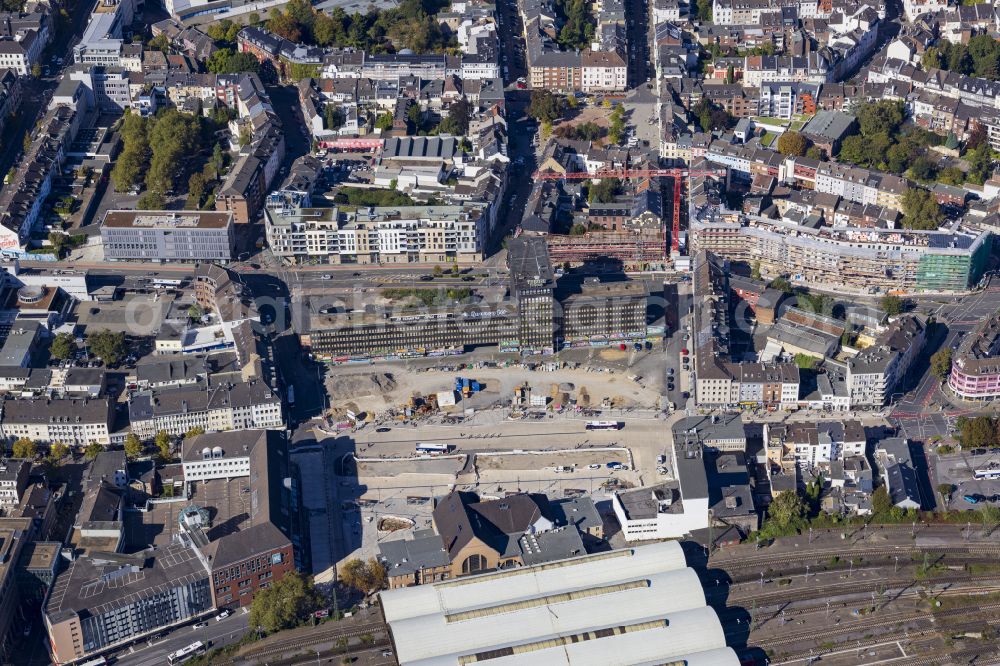 Aerial photograph Mönchengladbach - New construction site central Bus Station for Public Transportation on street Hindenburgstrasse - Europaplatz in the district Gladbach in Moenchengladbach in the state North Rhine-Westphalia, Germany