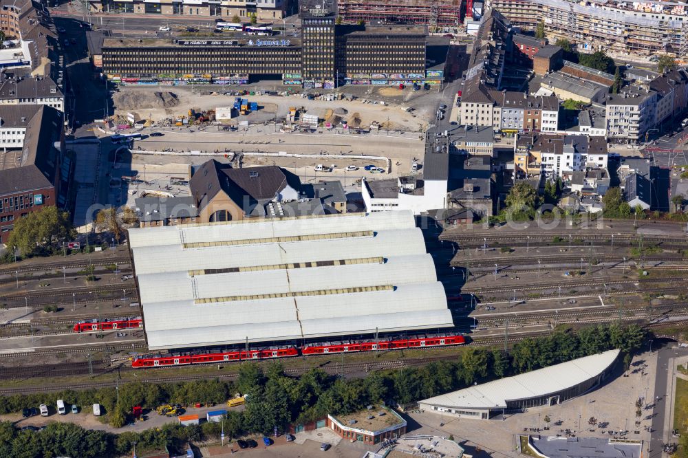 Mönchengladbach from above - New construction site central Bus Station for Public Transportation on street Hindenburgstrasse - Europaplatz in the district Gladbach in Moenchengladbach in the state North Rhine-Westphalia, Germany