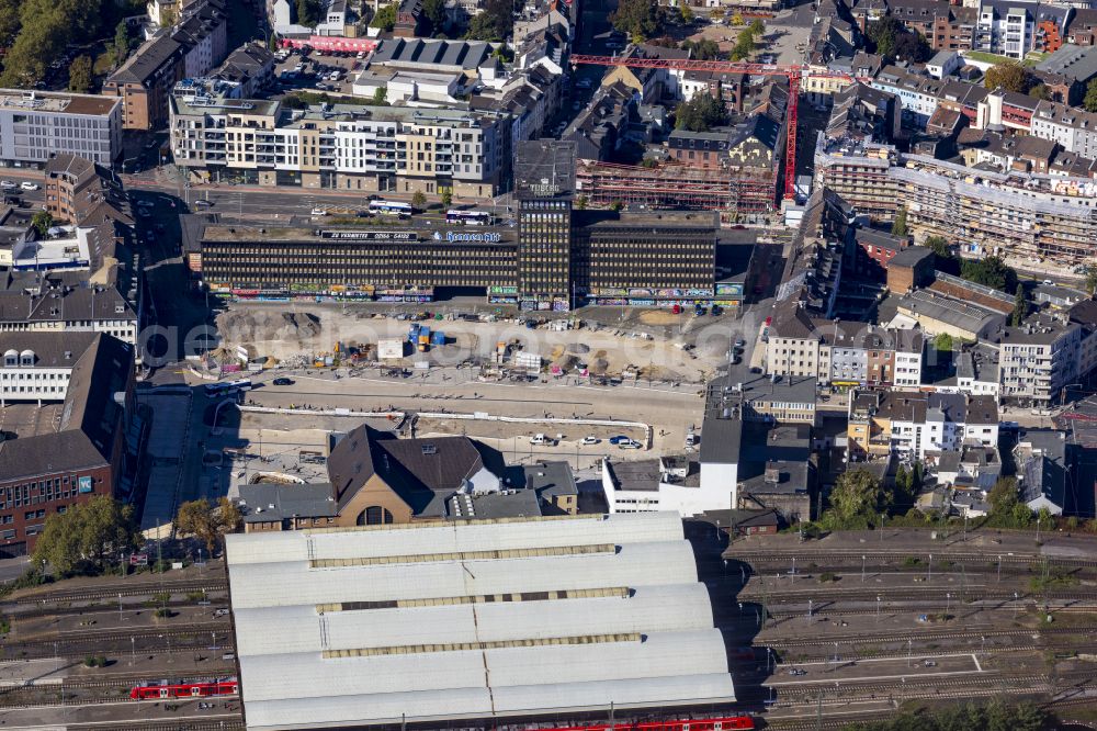 Mönchengladbach from the bird's eye view: New construction site central Bus Station for Public Transportation on street Hindenburgstrasse - Europaplatz in the district Gladbach in Moenchengladbach in the state North Rhine-Westphalia, Germany