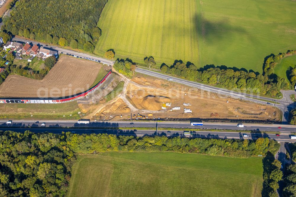 Aerial image Brackel - construction site for the new building and extension of the road of B1 in Brackel at Ruhrgebiet in the state North Rhine-Westphalia, Germany