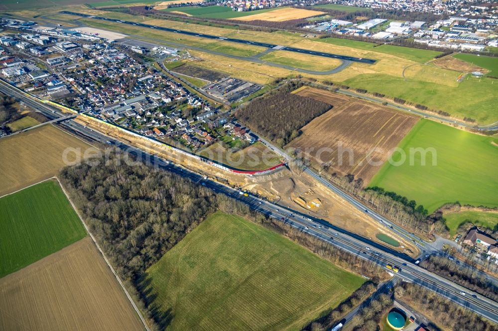 Aerial image Holzwickede - Construction site for the new building and extension of the road of B1 in Holzwickede at Ruhrgebiet in the state North Rhine-Westphalia, Germany