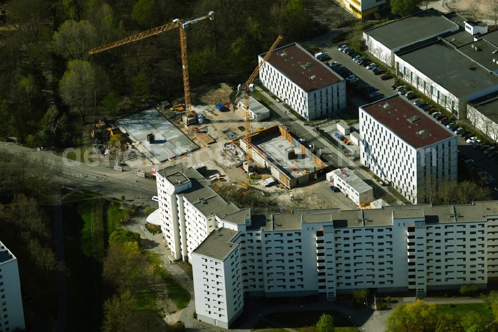 Berlin from above - Construction site for the construction of two apartment buildings on Senftenberger Ring in the Maerkisches Viertel district in Berlin, Germany