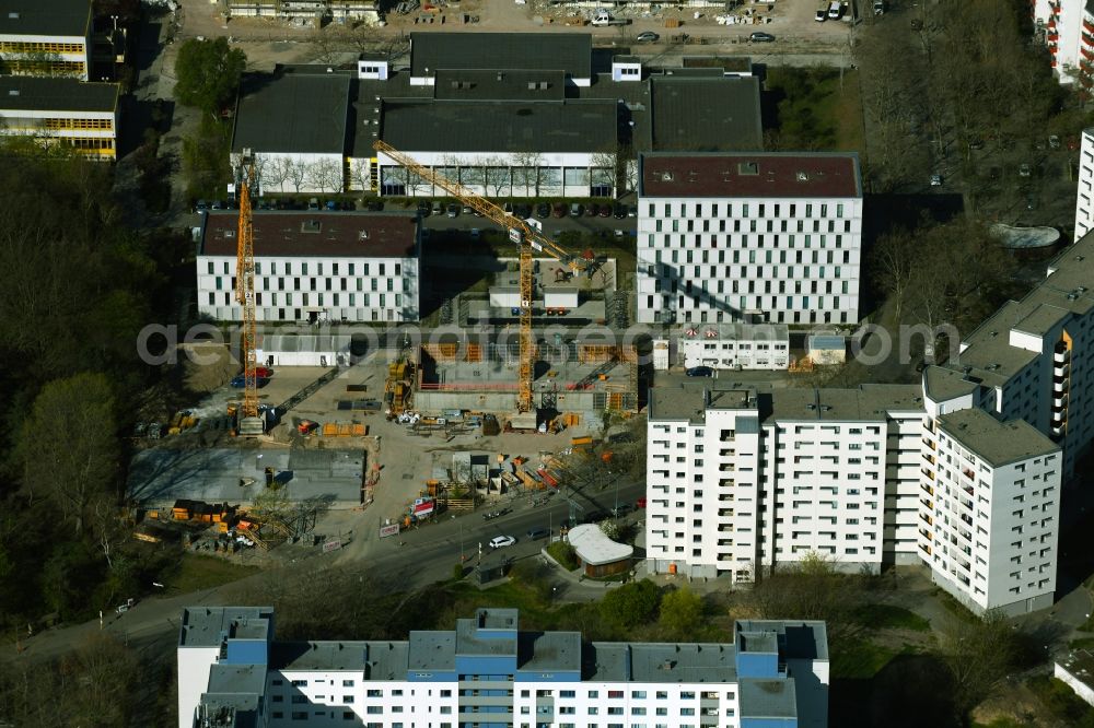 Aerial photograph Berlin - Construction site for the construction of two apartment buildings on Senftenberger Ring in the Maerkisches Viertel district in Berlin, Germany