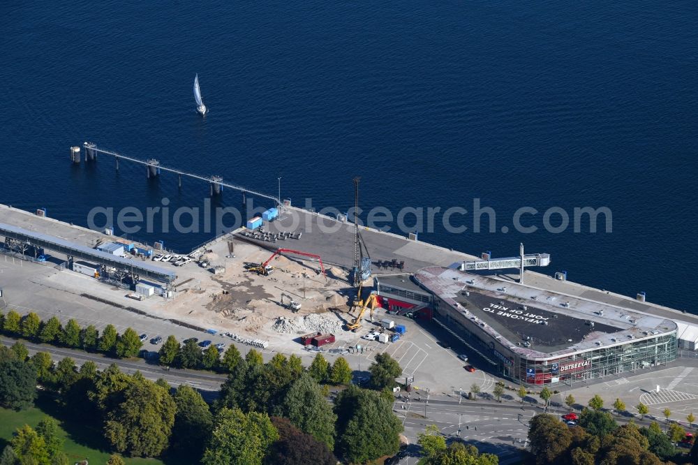 Aerial image Kiel - Construction site for the new building eines zweiten Terminal on Ostseekai in Kiel in the state Schleswig-Holstein, Germany